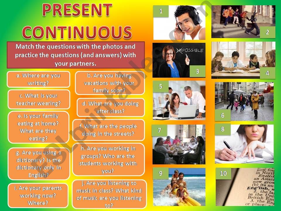 PRESENT CONTINUOUS QUESTIONS powerpoint