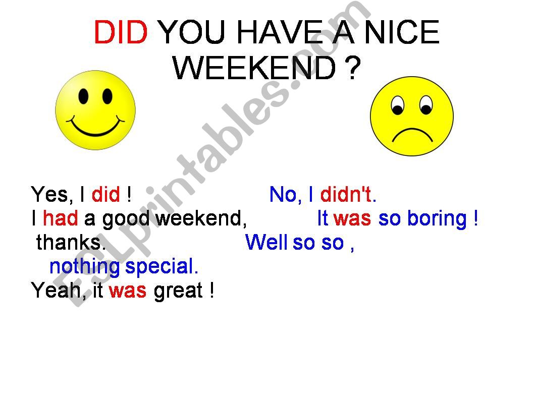 Did you have a nice weekend ? powerpoint