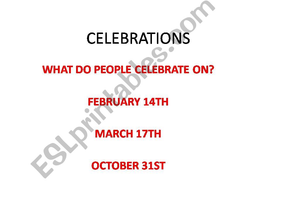 CELEBRATIONS powerpoint