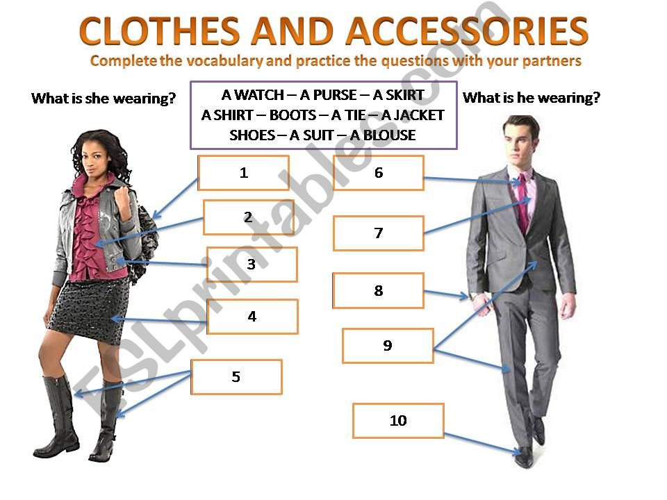 INTERACTIVE - CLOTHES AND ACCESSORIES (Vocabulary and oral activity)