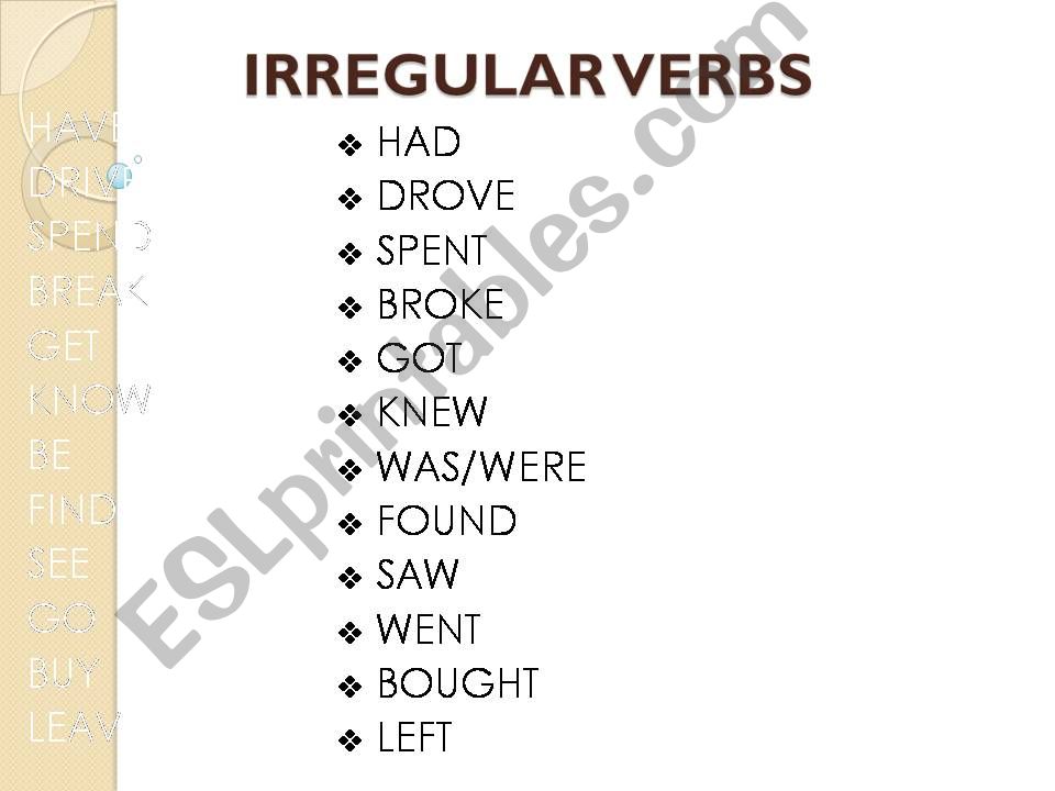  Irregular Verbs powerpoint