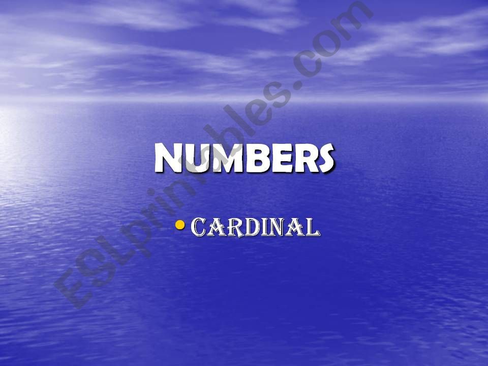 CARDINAL NUMBERS powerpoint