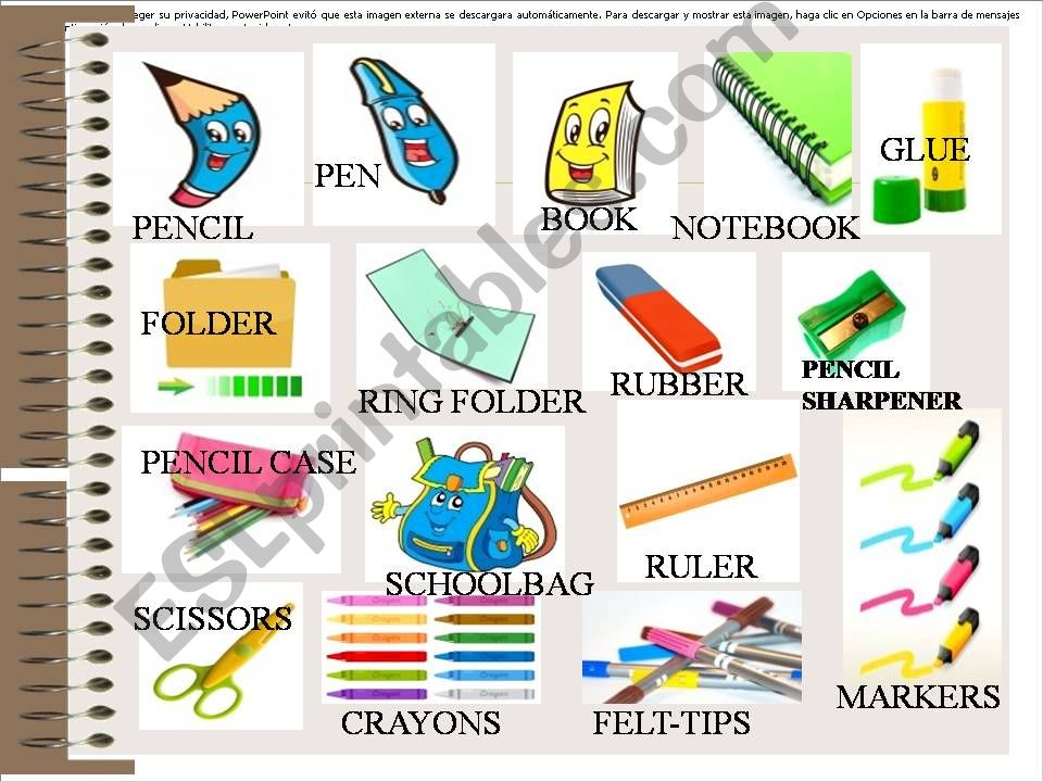 Classroom objects powerpoint