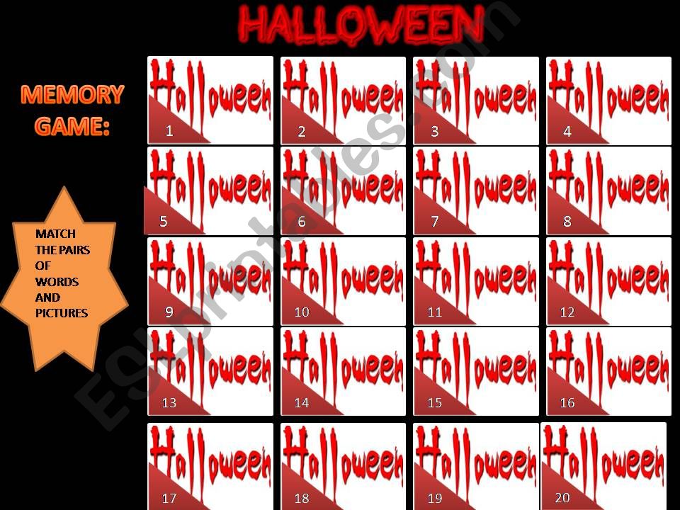 INTERACTIVE MEMORY GAME - HALLOWEEN