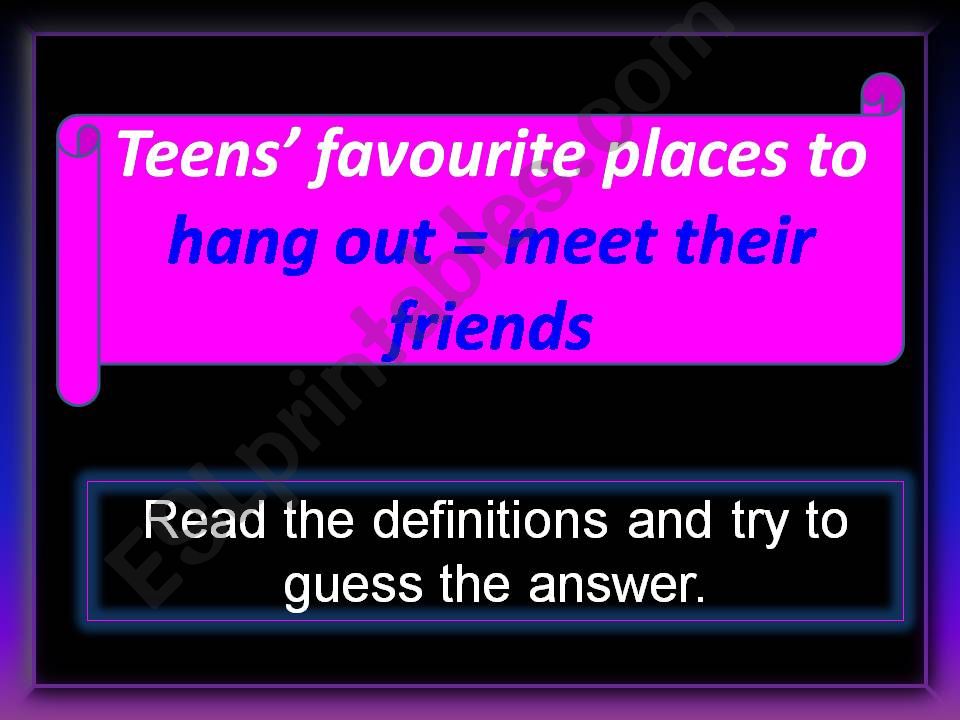 Teens favourite places to hang out