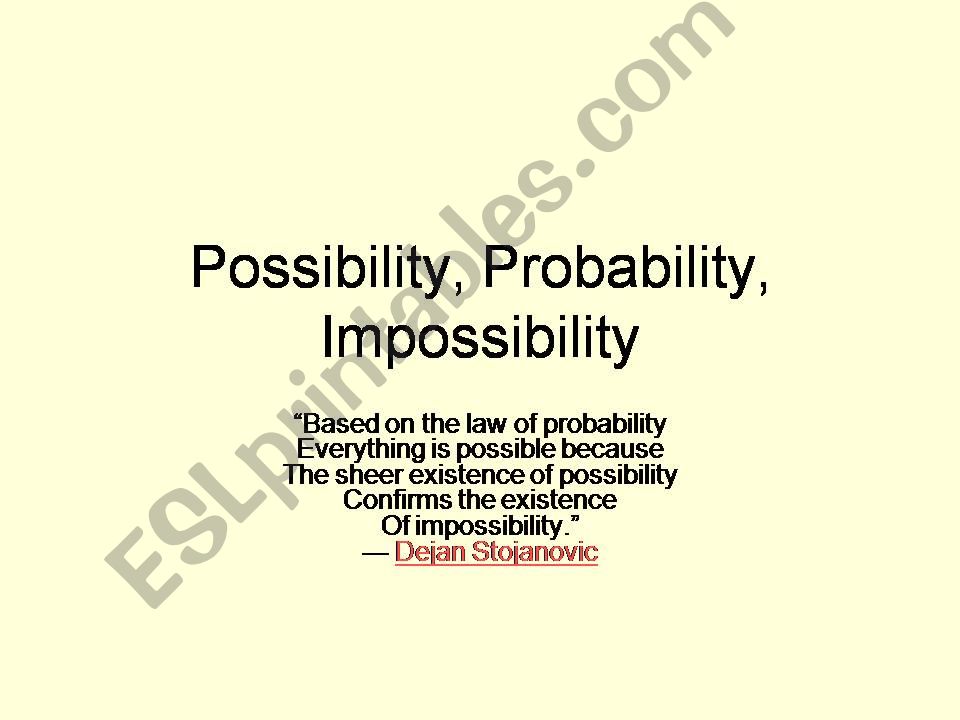 Possibility, probability, impossibility
