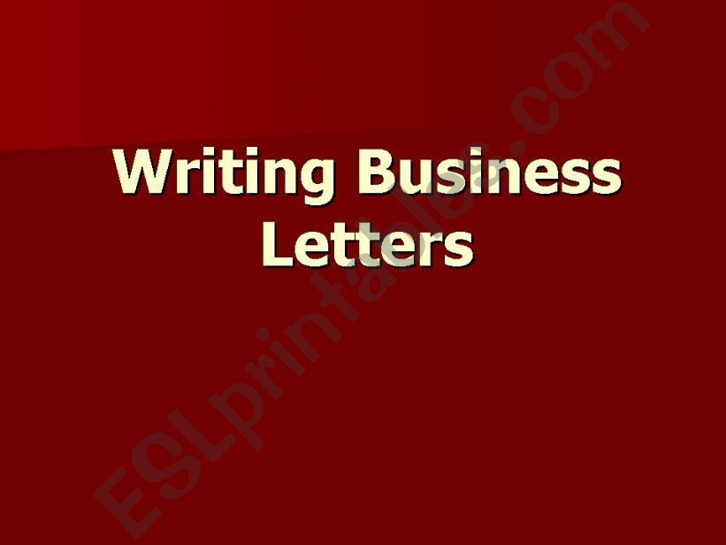 Writing Business Letters powerpoint