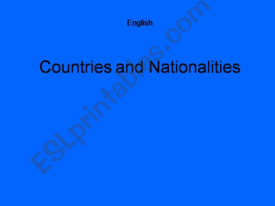 Countries and Nationalities powerpoint