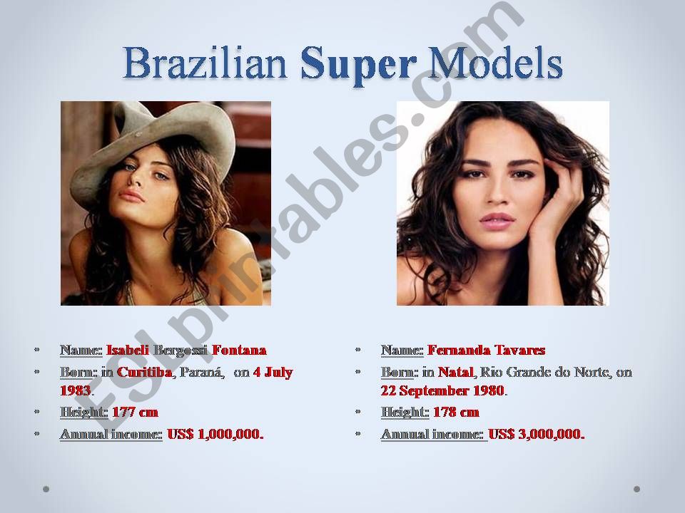 Brazilian supermodels powerpoint