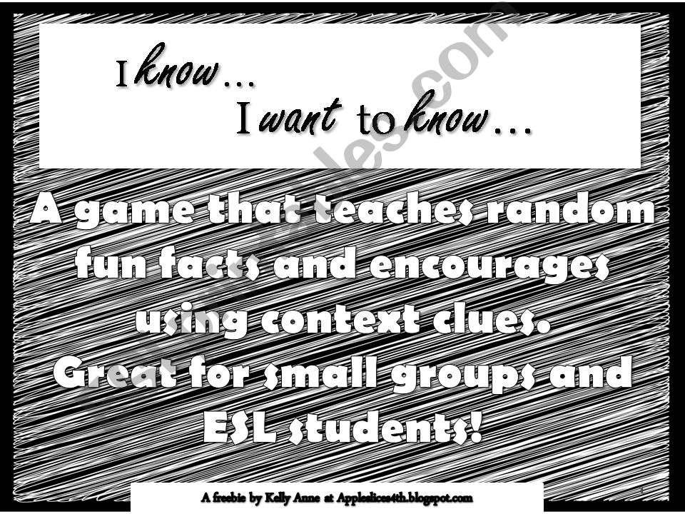 I Know... I Want to Know powerpoint