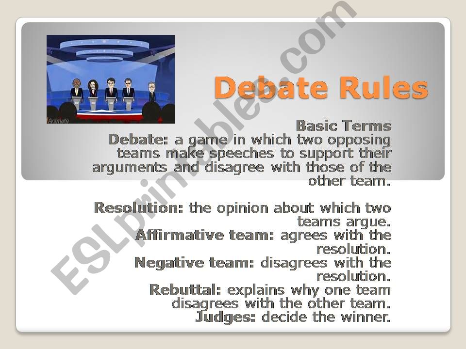 Debate Rules and Examples for TOEFL speaking course