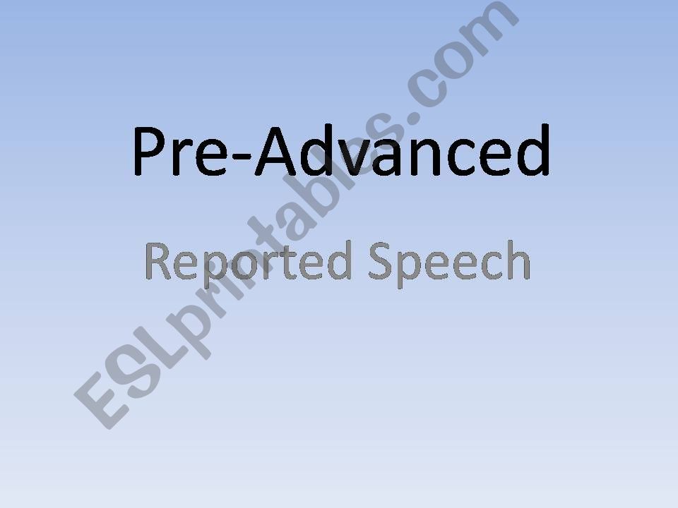 Reported Speech powerpoint