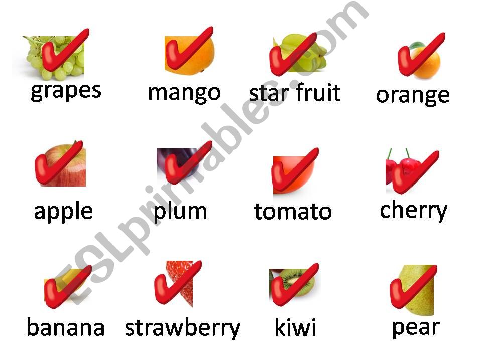 Bingo - Fruits simple powerpoint