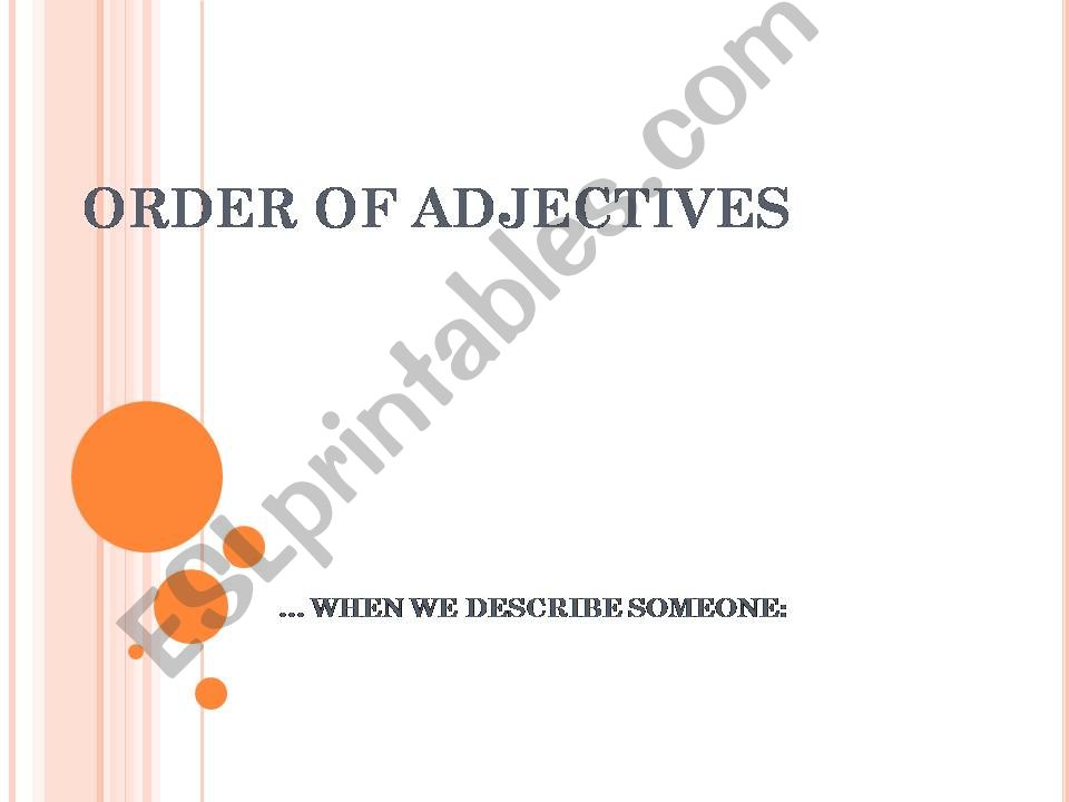 ORDER OF ADJECTIVES powerpoint
