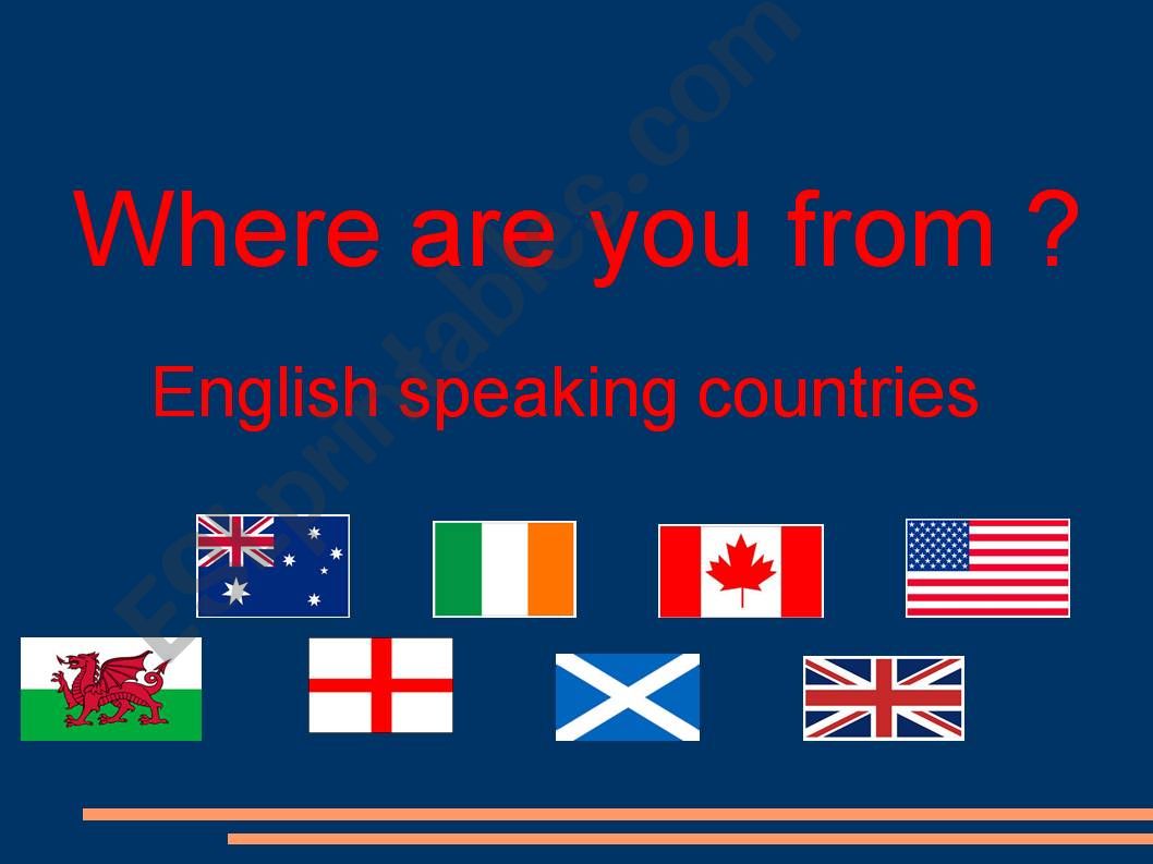 Where are you from? English speaking countries and nationalities