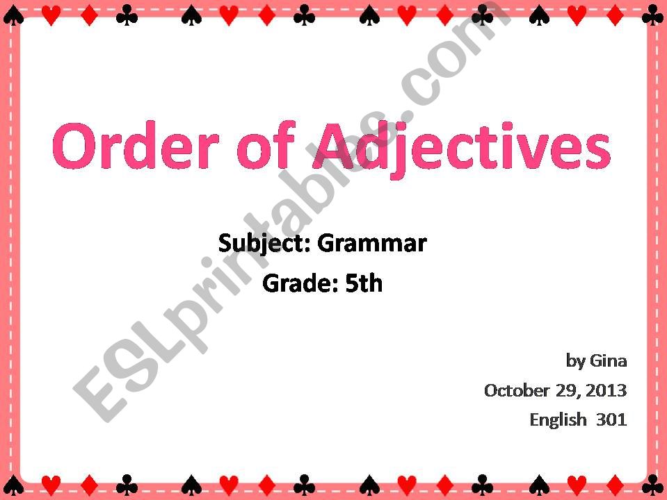 Order of Adjectives powerpoint