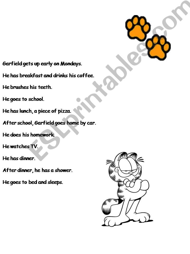 Garfields daily routine game powerpoint