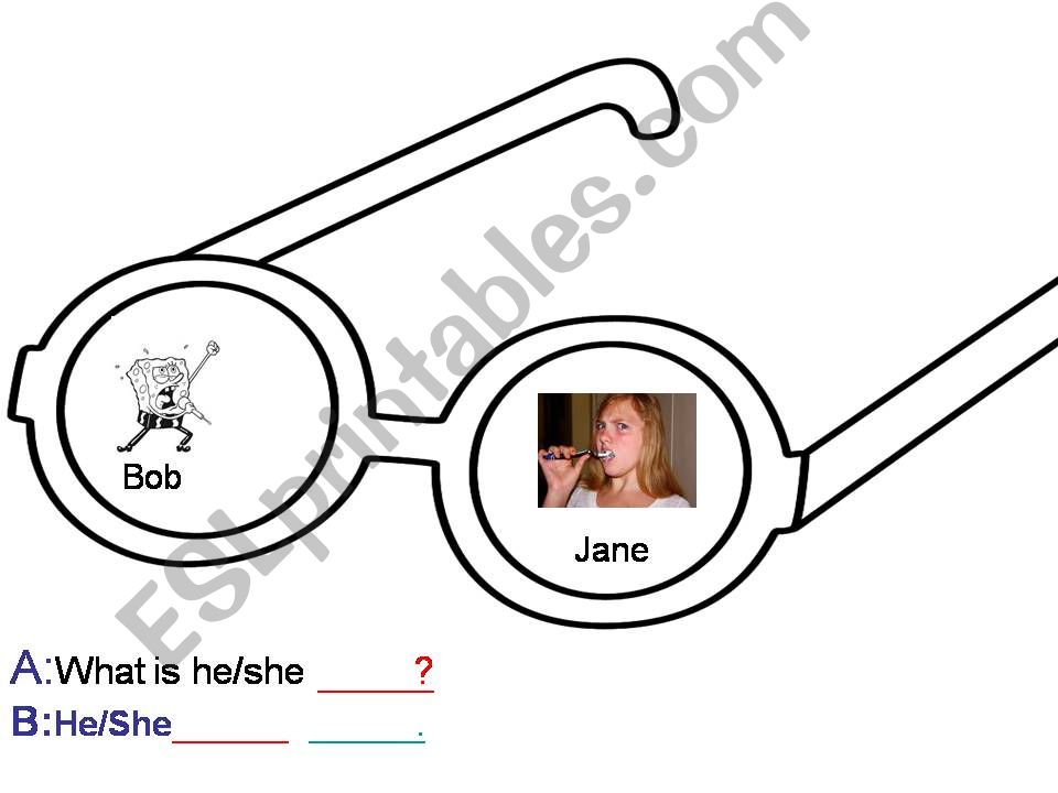 Conversation practice- what is he she doing -ppt dice