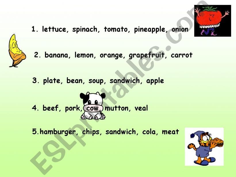 Food odd man out powerpoint