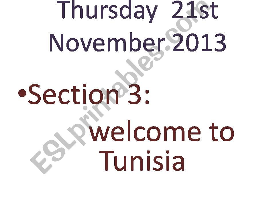 welcome to Tunisia powerpoint