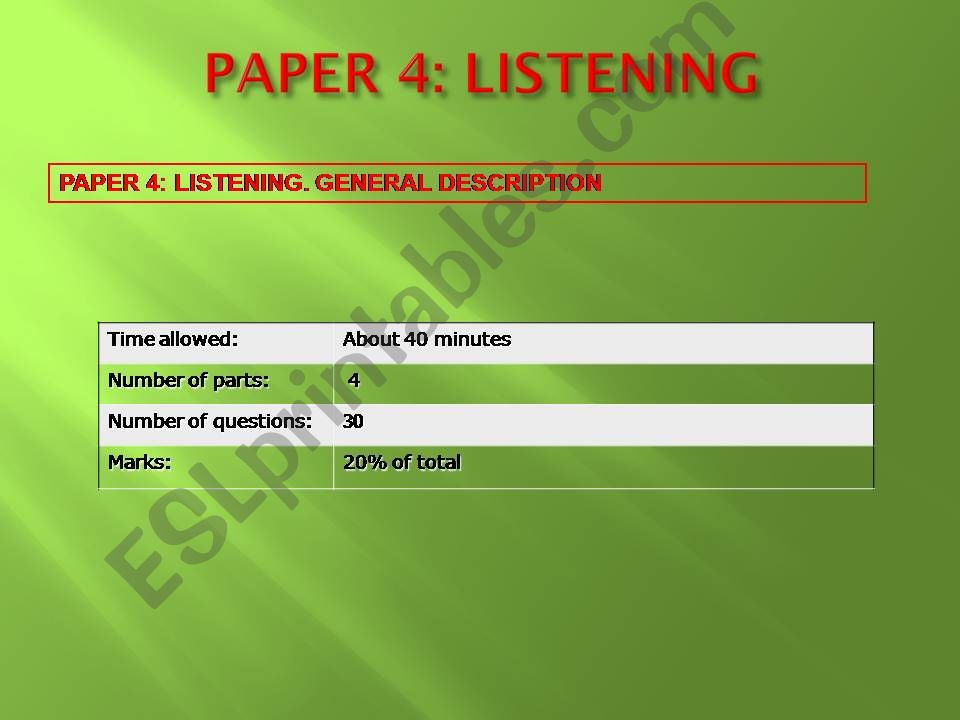 FCE description 4/5 powerpoint