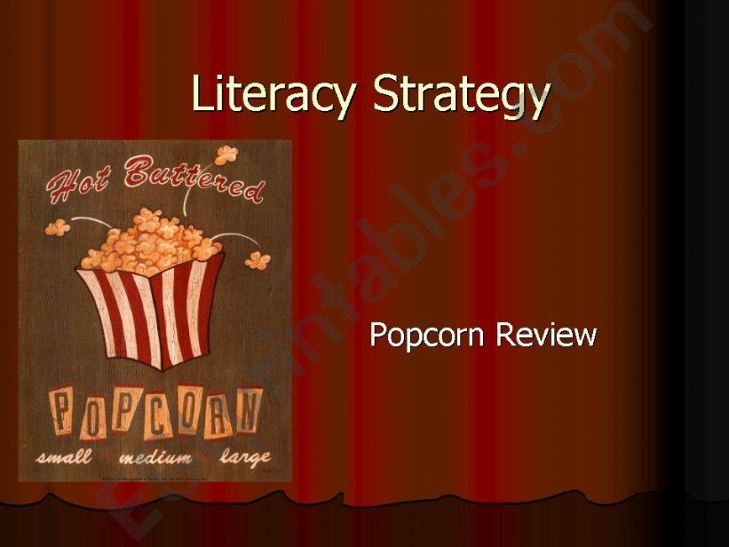 ESL English PowerPoints Literacy Strategy Popcorn Review