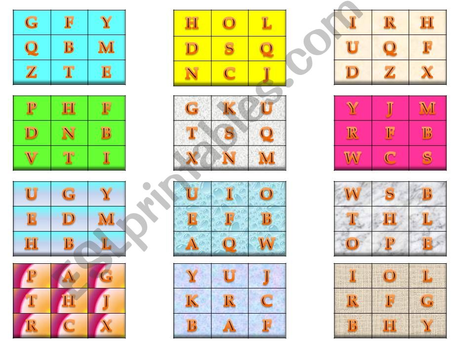 Alphabet bingo powerpoint