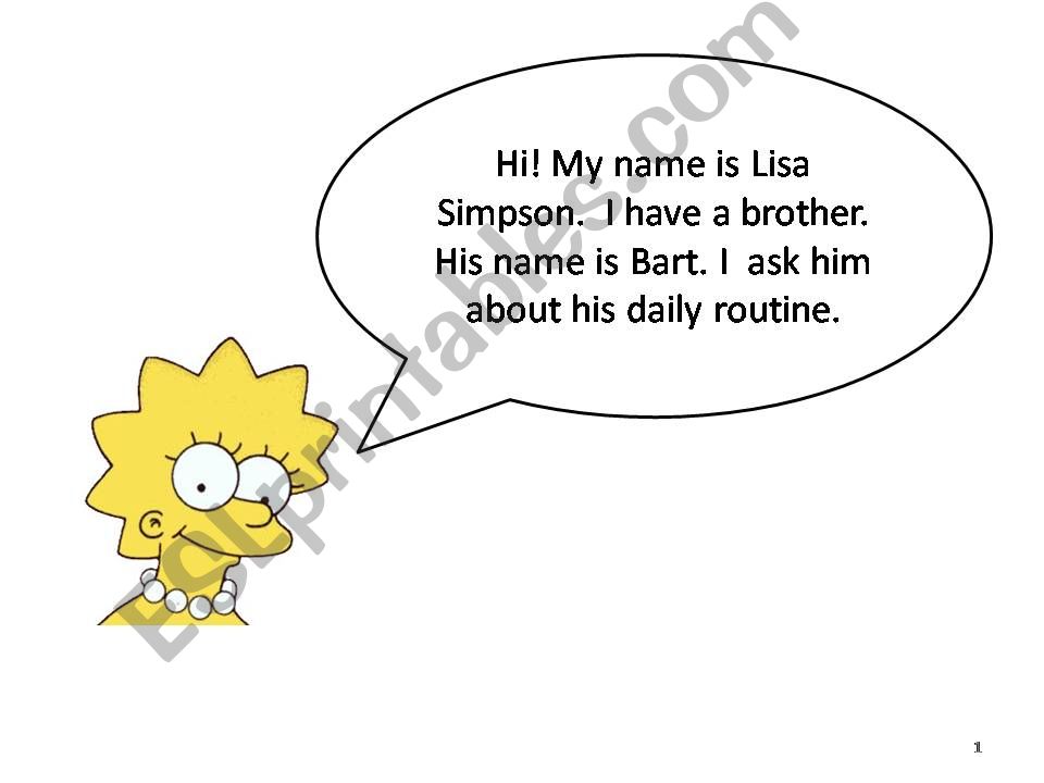 Bart Simpsonss daily routine powerpoint