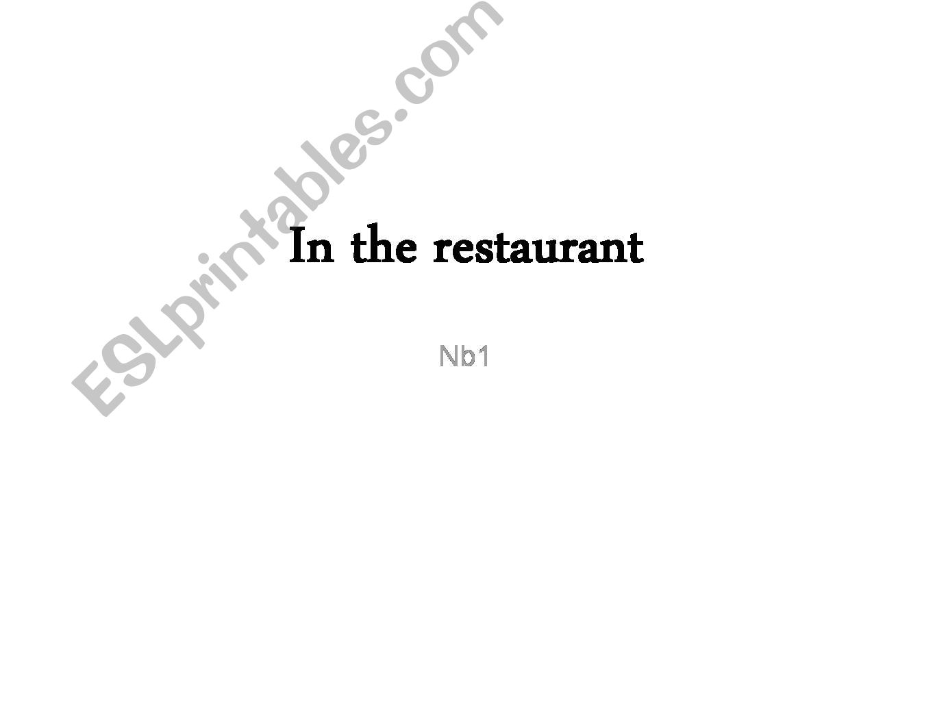 In the restaurant flashcards powerpoint