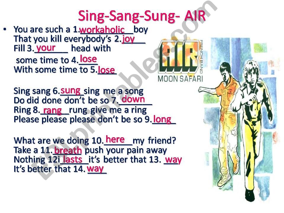 Song: Air- Sing Sang Sung powerpoint