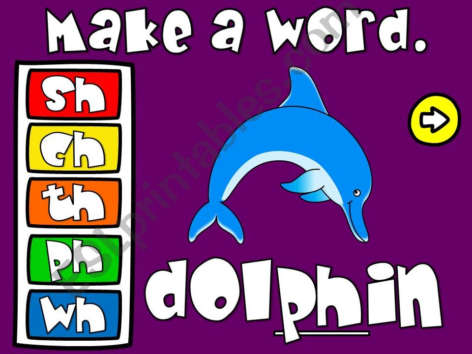 Make a word - digraphs sh, ch, th, ph and wh (2/2)