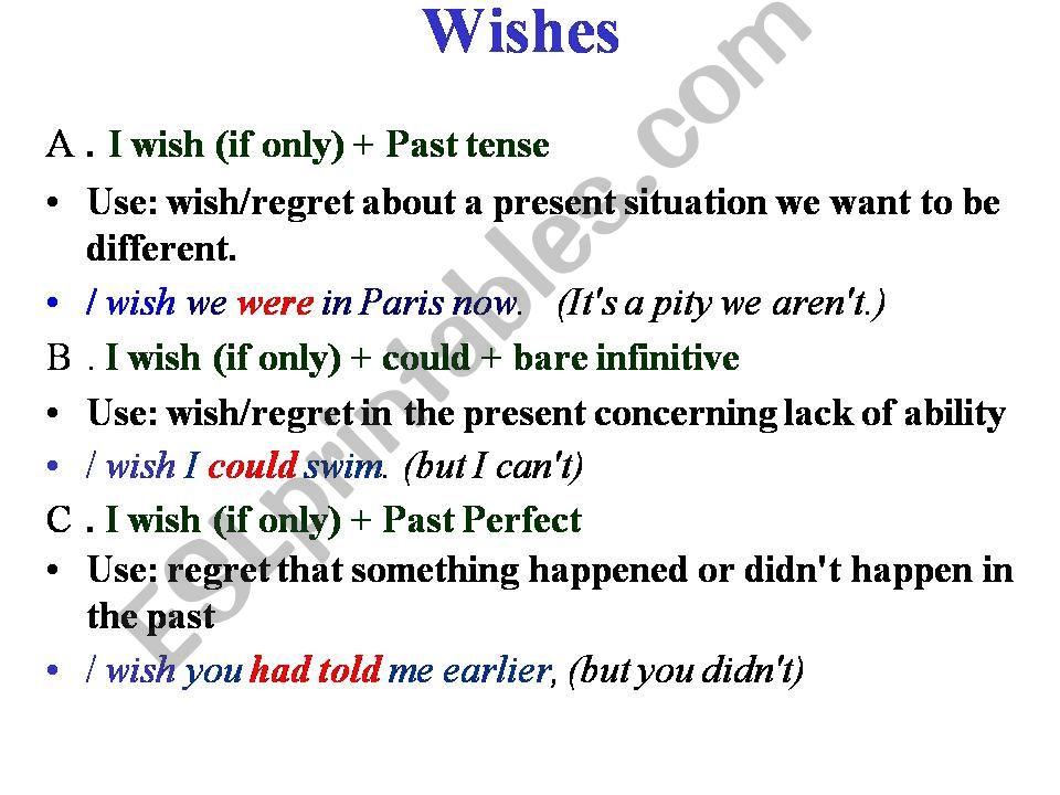 wish clause powerpoint