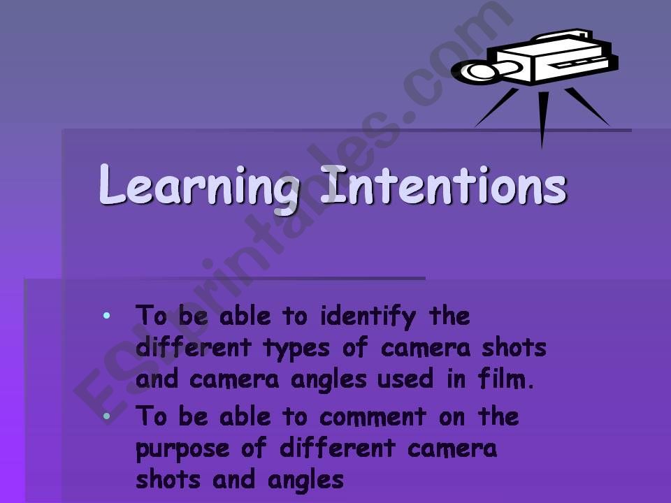 Camera Angles and techniques Powerpoint presentation