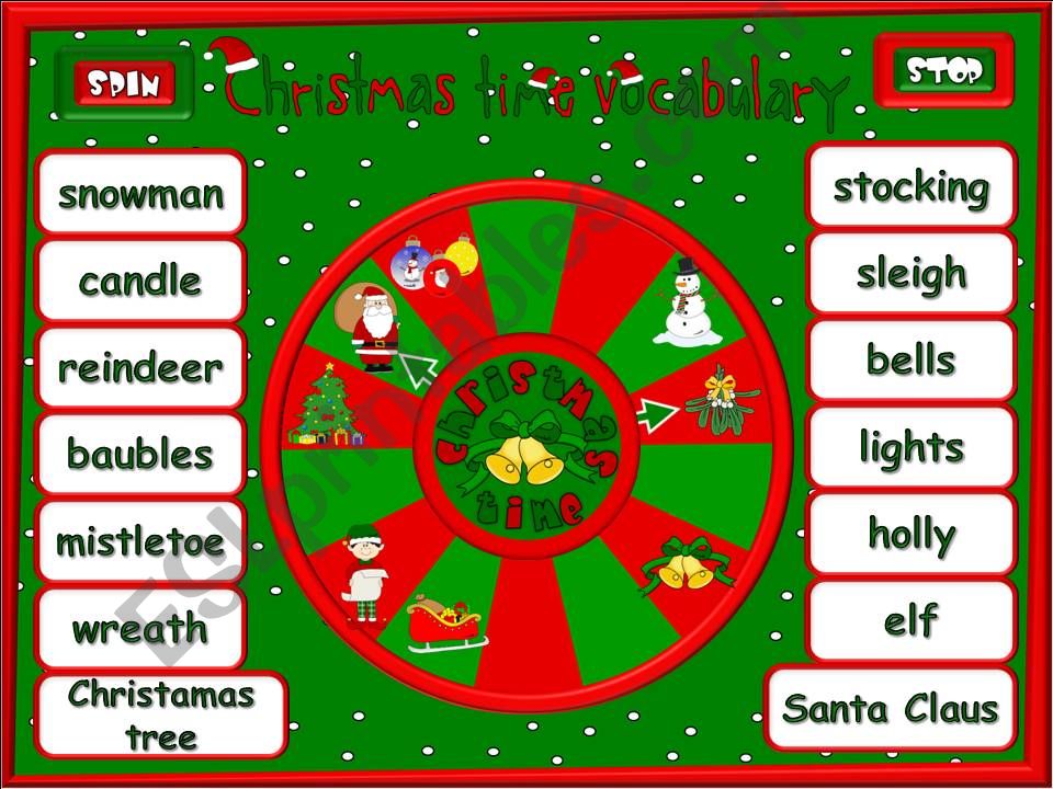 Christmas time vocabulary - quiz (3/5) *with sound* 