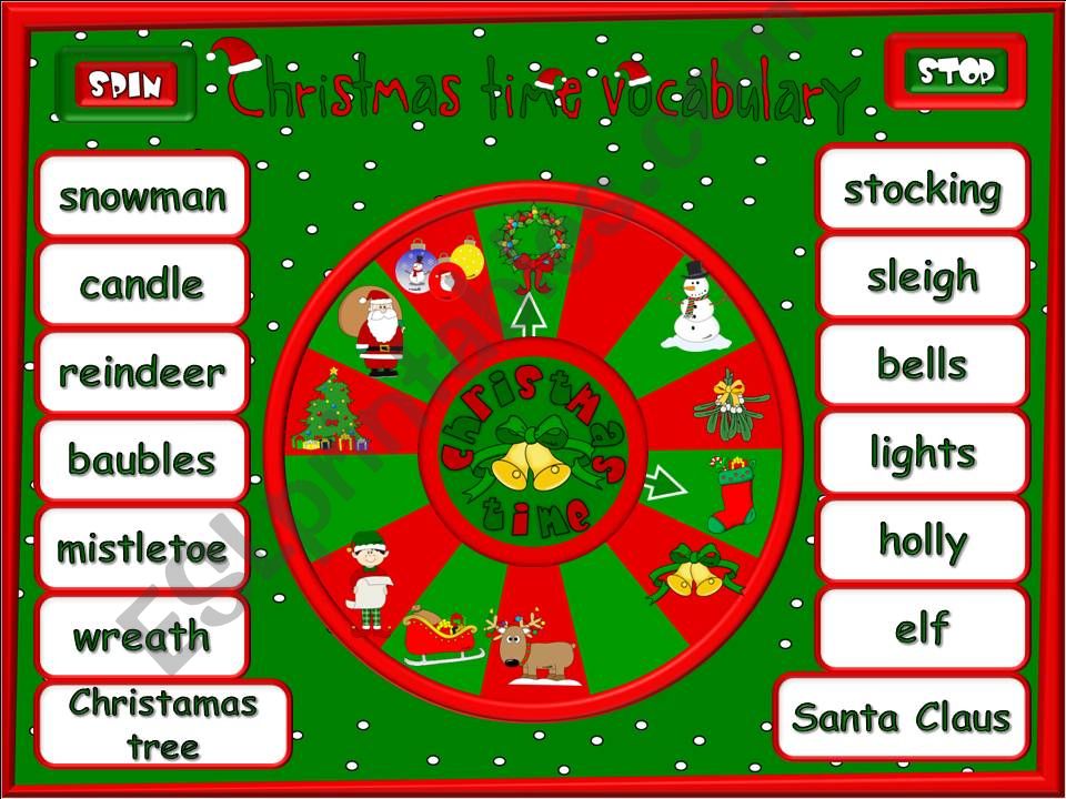 Christmas time vocabulary - quiz (4/5) *with sound* 