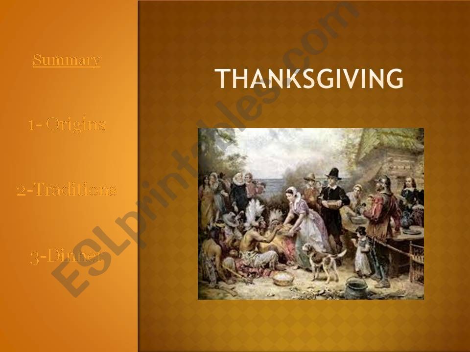 Thanksgiving - Origins and Traditions and Menu
