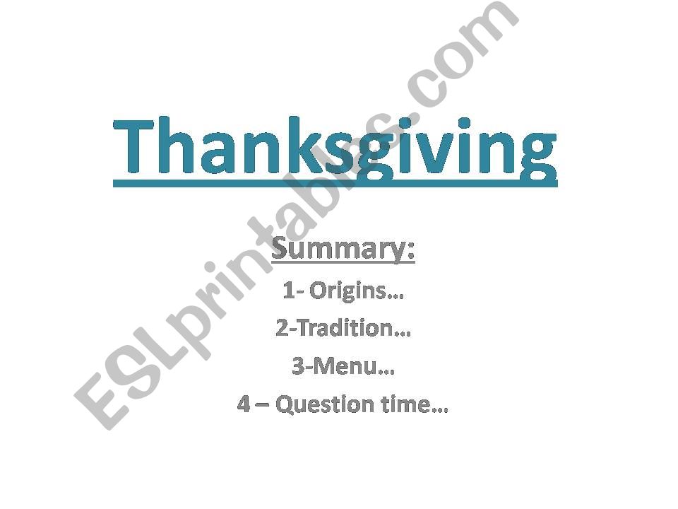 Thanksgiving - reading and answering questions