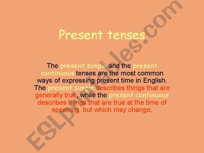 Present tenses powerpoint