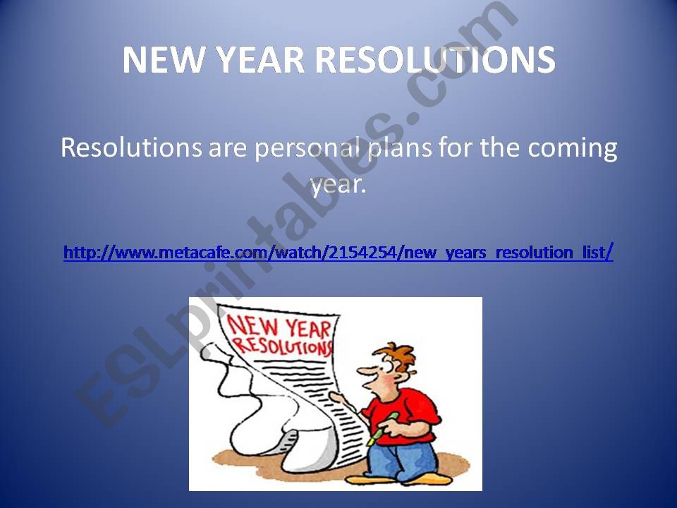 NEW YEAR RESOLUTION powerpoint
