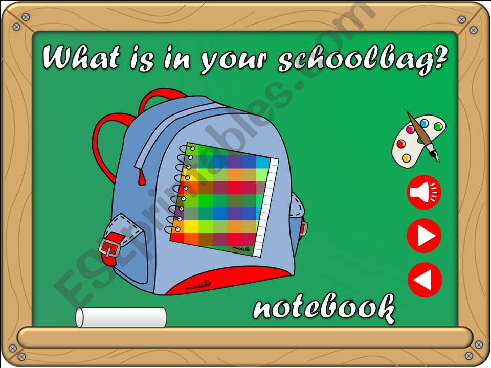 Whats in your schoolbag? - vocabulary (1/3) *with sound*