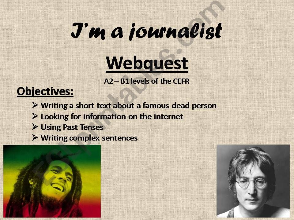 Im a biographer - webquest Marley & Lennon - PART 1