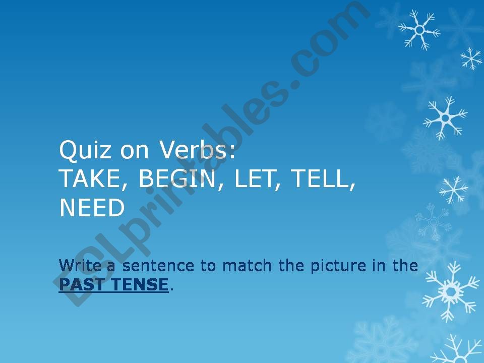 Quiz on Verbs (past) powerpoint