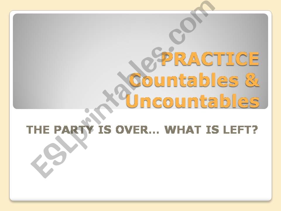 Practice countables and uncountables food vocabulary