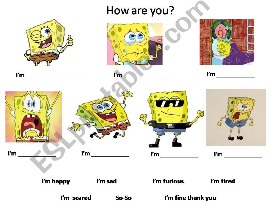 How are you? (Feelings) - SpongeBob worksheet