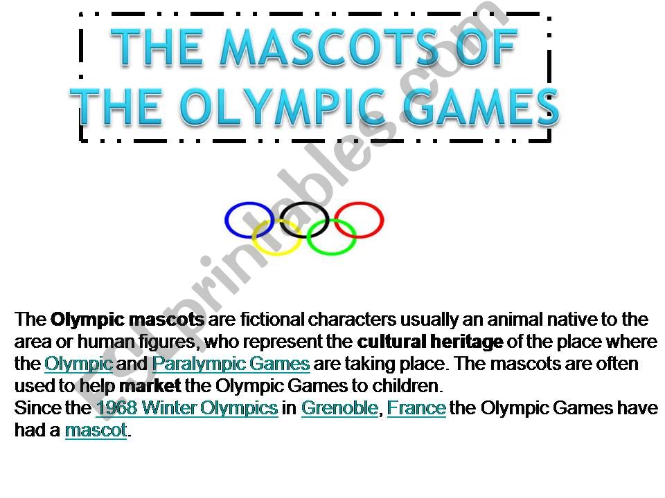 Olympic Mascots powerpoint