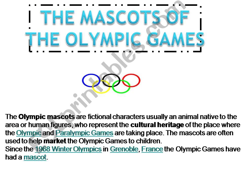 Olympic Mascots powerpoint