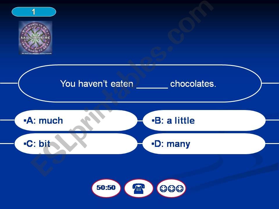 Who Wants To Be A Millionaire - quantifiers