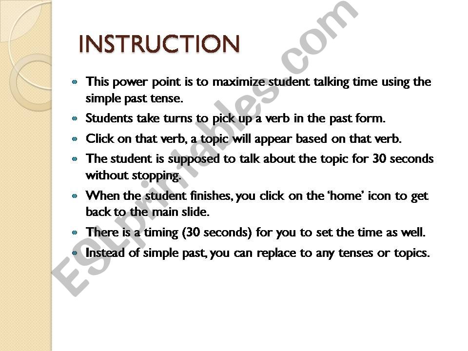 Non-stop speaking (simple past)