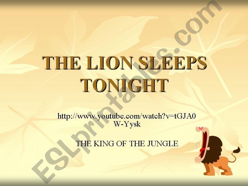 THE LION SLEEPS TONIGHT powerpoint