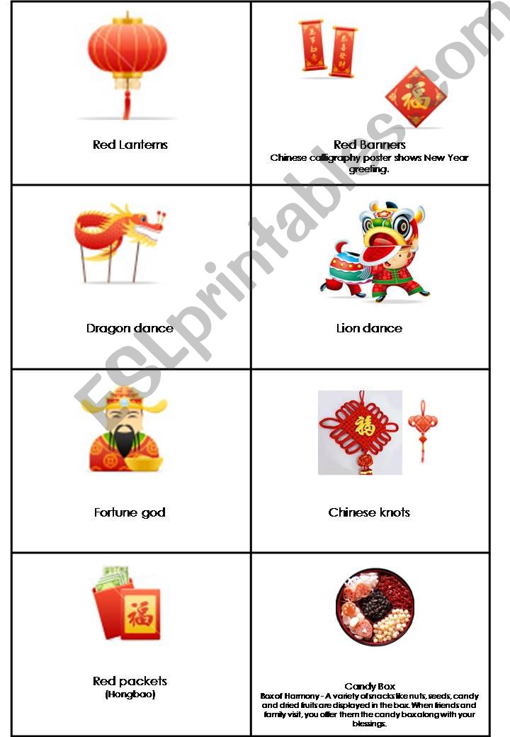 Chinese new year vocabulary flash card